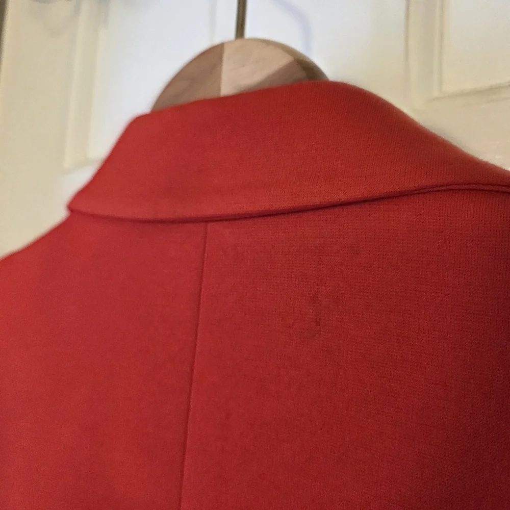 Nine West Bright Poppy Red/Orange Women's Brass Button Blazer - Picture 9 of 13